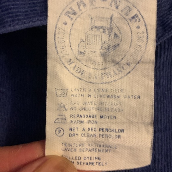 NAF NAF PARIS FRANCE FRENCH INDIGO COBALT BLUE CORDUROY SHIRT - Picture 9 of 13